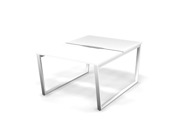 MATRIX 121S200-V Стол прямой двойной, проводник вырезной (V-обр. опоры) 1180х1590х775 Белый - Вид 1