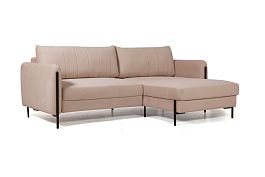 Barcelona диван-кровать с шезлонгом, велюр бежевый - Фото предпросмотра