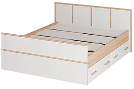 "Сакура" кровать 1,4м LIGHT (1550х860х2034) дуб сонома/белый - Фото предпросмотра