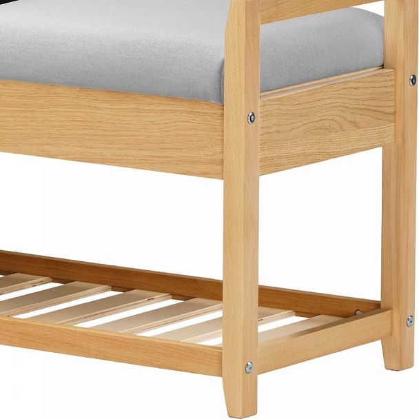 Обувница деревянная Вудсен Натуральный/Светло-серый велюр - Вид 10