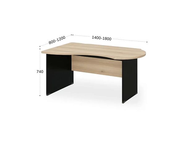 БЕРЛИН / BERLIN Стол асимметричный левый 1600х1000х740 Акация/Черный - Вид 2