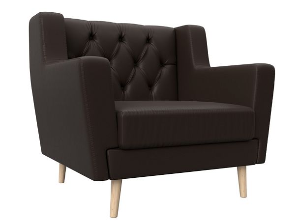 Кресло Брайтон Люкс (полностью экокожа коричневая) - Вид 1
