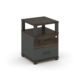 Concept Тумба приставная 2 ящ. с надставкой CN.TUP-002 W Дуб Мали/Антрацит/Металл Антрацит 420*420*583 - Фото предпросмотра