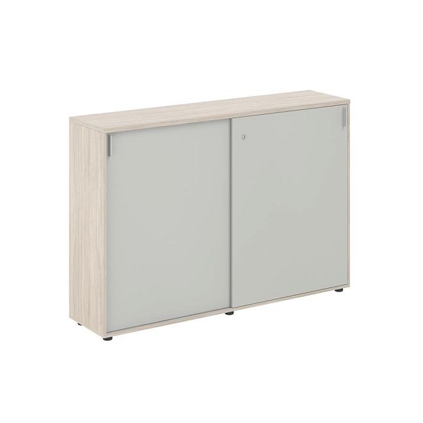 Шкаф купе 1638х400х1125 средний, с замком / корпус: дуб светлый, фасады: серый бархат Сигма / Sigma - Вид 1