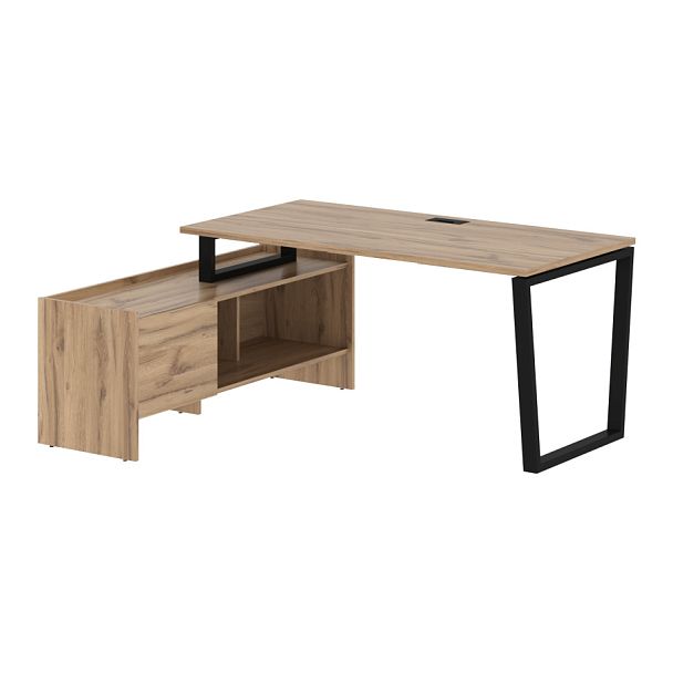 Стол с тумбой EVCT 17814 Дуб Денвер светлый/Черный 1760х1400х750 EDIS - Вид 1