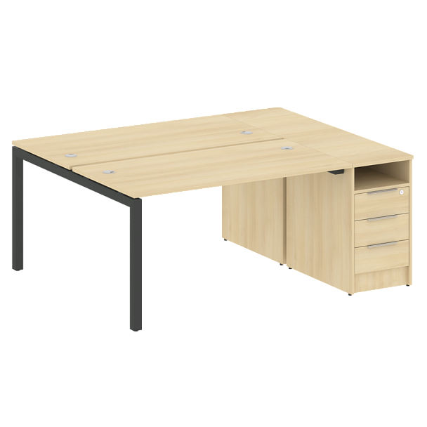 Metal System Quattro Р. ст. с тумбой на П-образном м/к 50БП.РС-СТП-2.3 Акация/Антрацит металл 1812*1475*750 - Вид 1