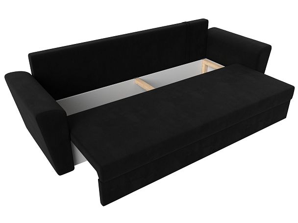 Диван прямой Амстердам Лайт (полностью микровельвет черный) - Вид 7