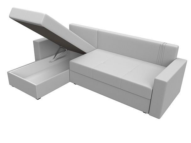 Диван угловой Верона Лайт угол левый (полностью экокожа белая) - Вид 9