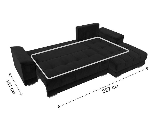 Угловой диван НордСтар правый угол Велюр черный - Вид 10