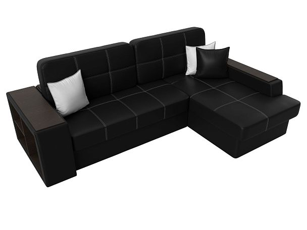 Угловой диван Брюссель правый (полностью экокожа черная) - Вид 5