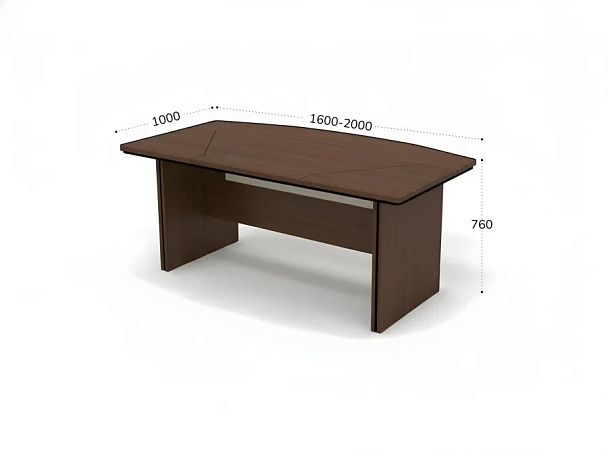 БЕРЛИН / BERLIN Стол руководителя прямой составной 2000х1000х760 Орех Вармия/Черный - Вид 2