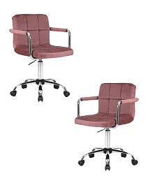 Набор 2 шт Офисное кресло для персонала DOBRIN TERRY (пудрово-розовый велюр (MJ9-32)) - Фото предпросмотра