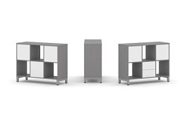 Стайл Проджект Набор стеллажа одностороннего, 2 яруса SN.NS-231 Серый Пепел/Белый/Металл Серый 1121* - Фото предпросмотра