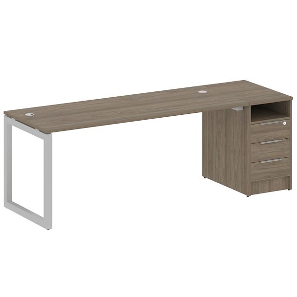 Metal System Quattro Р. ст. с тумбой на О-образном м/к 50БО.РС-СТП-1.5 Вяз/Серый металл 2212*720*750 - Вид 1