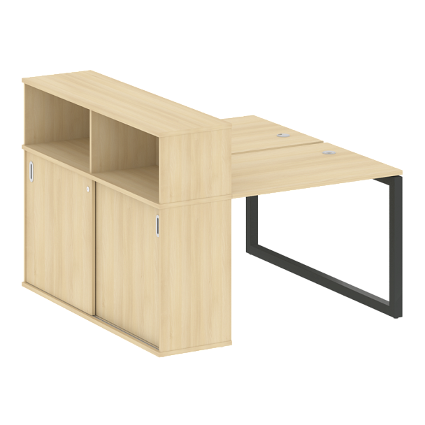 Metal System Quattro Р. ст. с шкафом-купе на О-образном м/к 50БО.РС-СШК-2.1 Т Акация/Антрацит металл 1410*1475*1098 - Вид 1