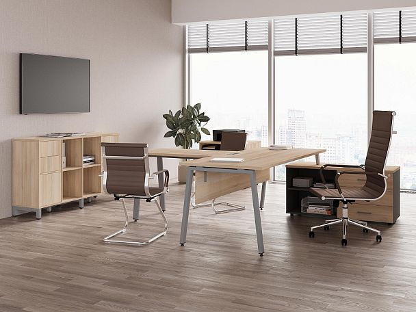 Стайл Проджект Директ / Style Project Direct Брифинг-приставка SN-6T1.BR-003 Дуб Табак/Металл Серый 980*600*750 - Вид 2