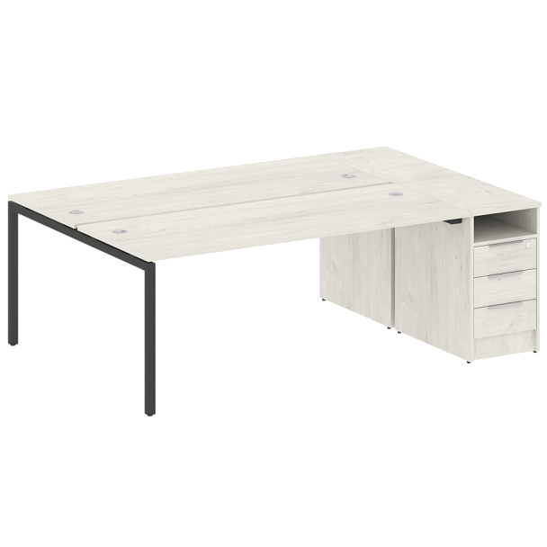 Metal System Quattro Р. ст. с тумбой на П-образном м/к 40БП.РС-СТП-2.5 Дуб наварра/Антрацит металл 2212*1475*750 - Вид 1