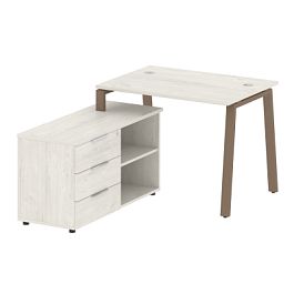 Metal System Р. ст. с тумбой на А-образном м/к БА.РС-СТС-2.1 (L) Дуб наварра/Мокко металл 1100*1520*750 - Фото предпросмотра