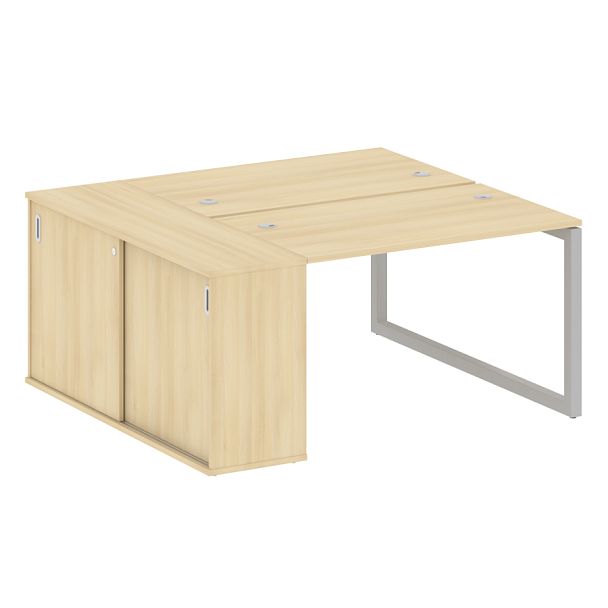 Metal System Quattro Р. ст. с шкафом-купе на О-образном м/к 50БО.РС-СШК-1.2 Т Акация/Серый металл 1610*1475*750 - Вид 1