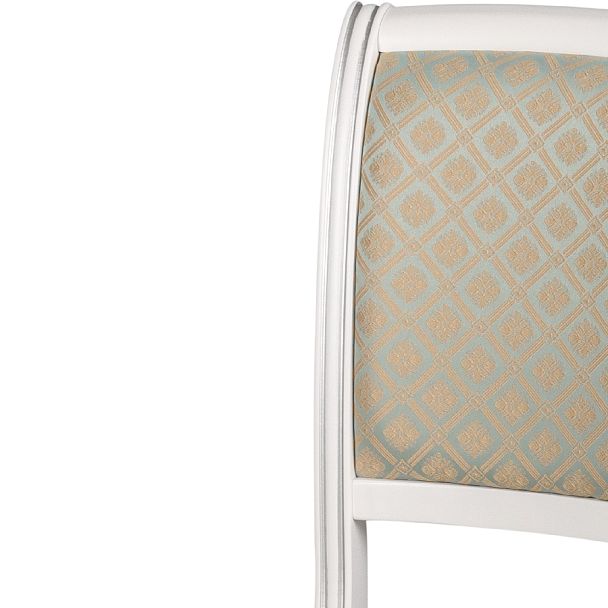 Стул деревянный с мягким сиденьем Арктос Белый с серебряной патиной/Бирюзовый жаккард - Вид 6