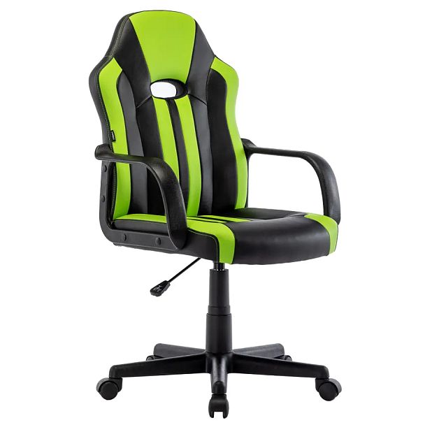 Кресло компьютерное BRABIX "Stripe GM-202", экокожа, черное/зеленое, 532511 - Вид 2