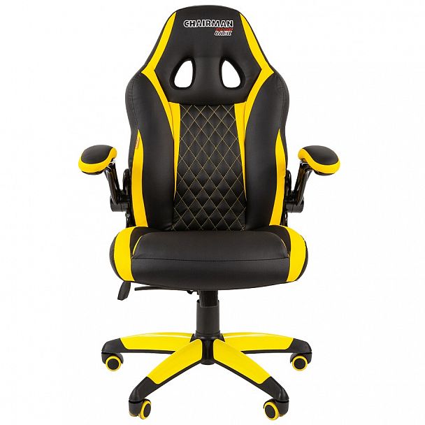 Кресло CHAIRMAN GAME 15, экокожа, черный/желтый - Вид 3