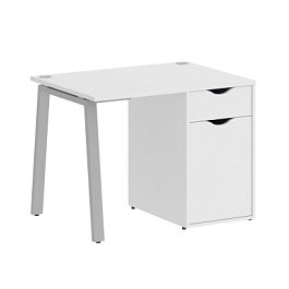 Home Office Стол письменный VR.SP-3-98.1.A Белый бриллиант/Серый металл 980*720*750 - Фото предпросмотра