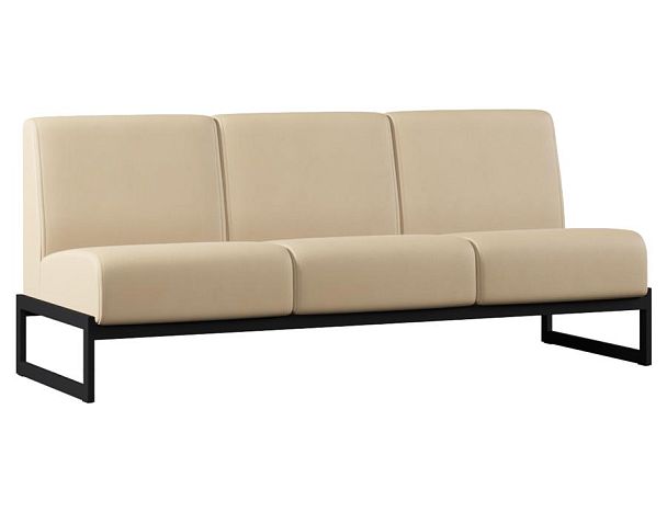 Диван Everprof Solo трехместный Металл Черный Экокожа Бежевый - Вид 1