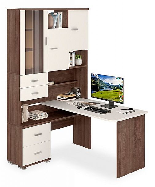 Стол компьютерный Домино СР-620/140 Белый/Шамони левый - Вид 1