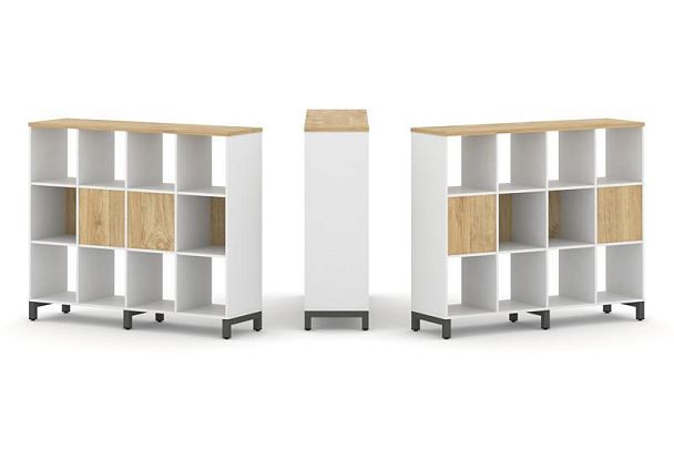 Style Project Набор стеллажа 2-х сторон., 3 яр. SN.NSD-341 Белый/Тиквуд Светлый/Металл Антрацит 1488 - Вид 1