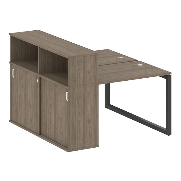 Metal System Quattro Р. ст. с шкафом-купе на О-образном м/к 50БО.РС-СШК-2.1 Т Вяз/Антрацит металл 1410*1475*1098 - Вид 1