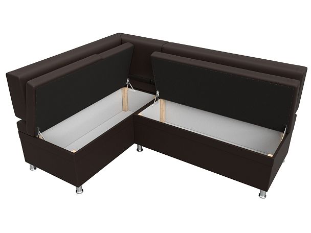 Кухонный уголок Стайл левый (полностью экокожа коричневая) - Вид 7