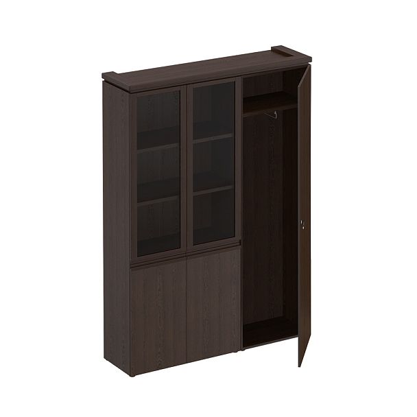 Шкаф комбинированный (со стеклом + для одежды узкий) Mark МК 358 дуб валенсия - Вид 3