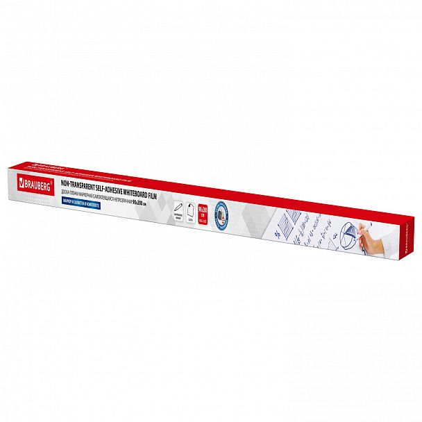 Доска-пленка маркерная самоклеящаяся в рулоне, БЕЛАЯ, 90х200 см, маркер и салфетка, BRAUBERG, 237836 - Вид 7