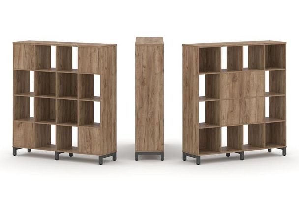 Стайл Проджект Набор стеллажа 2-х сторон., 4 яр. SN.NSD-441 Дуб Табак/Металл Антрацит 1488*400*1615 - Вид 1