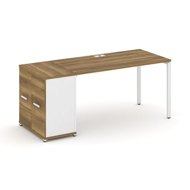 Concept Стол рабочий с опорным распаш. шкафом CN.SP-219 W Сандал Янтарный/Белый Бриллиант/Металл Белый 1800*720*750 - Вид 1