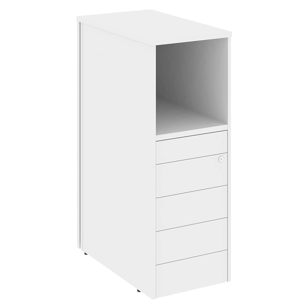 Onix Тумба 5 ящиков TIP-ON завершающая, левая O.R-TV-5 TIP (L) Белый бриллиант 436*767*1185 - Вид 1