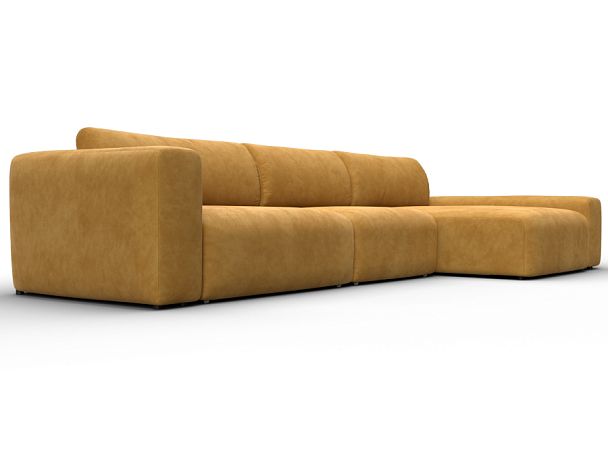 Диван угловой Лига-066 НПБ Лонг угол правый Велюр желтый - Вид 3