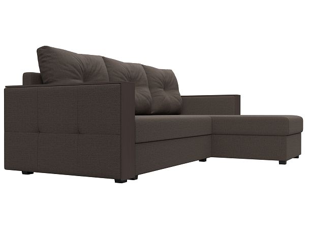 Диван угловой Валенсия Лайт правый угол Рогожка коричневый - Вид 3