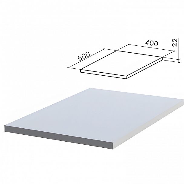 Крышка для тумбы приставной "Монолит", 400х600х22 мм, серый, ТМ02.11 - Вид 2
