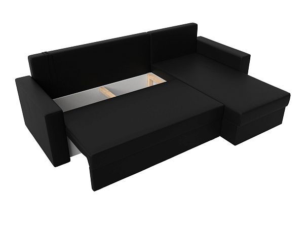 Угловой диван Траумберг Лайт правый (полностью экокожа черная) - Вид 8