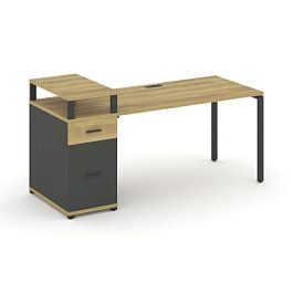 Concept Стол рабочий с 1 опорной тумбой CN.SP-414 W Дуб Винченцо/Антрацит/Металл Антрацит 1600*720*917 - Фото предпросмотра