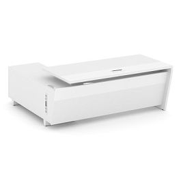 Корнер Стол руководителя с опорной тумбой, правый COR.SRT-20.E-2(R) Белый Бриллиант/Белый/Металл Бел - Фото предпросмотра