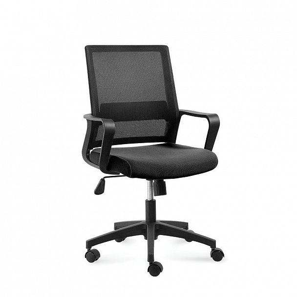 Кресло Бит LB / черный пластик / черная сетка / черная ткань - Вид 1