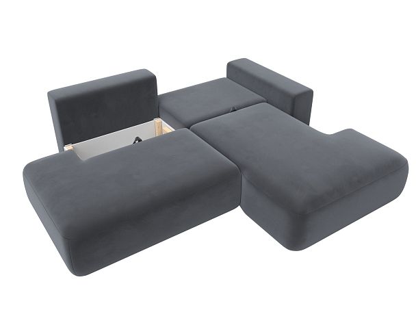 Диван угловой Лига-036 Модерн правый угол Велюр серый - Вид 3