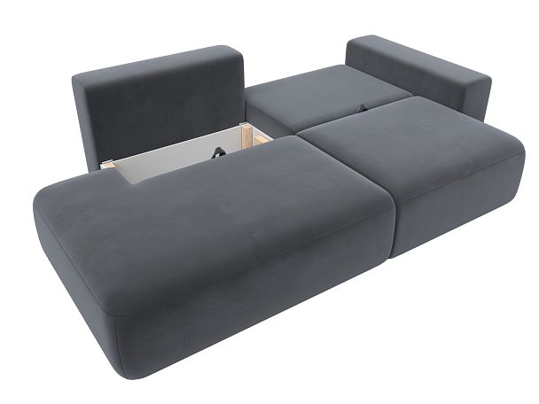 Диван прямой Лига-036 Модерн подлокотник справа Велюр серый - Вид 8