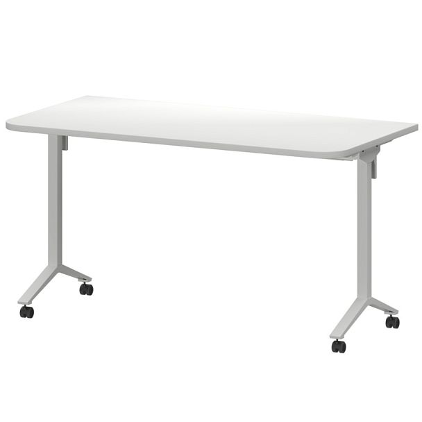 Стол мобильный складной радиусный МБ25-140.70Р Белый/Белый 1400x700x750 Моби - Вид 1