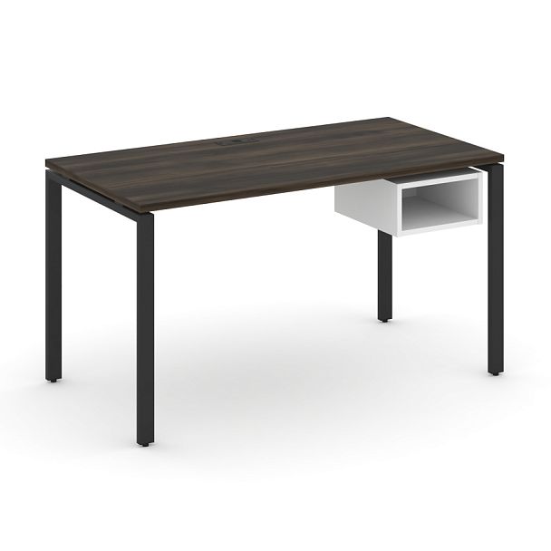 Concept Стол рабочий с подвесной тумбой с 1 открытой нишей CN.SP-103 Дуб Мали/Белый Бриллиант/Металл Черный 1380*720*750 - Вид 1