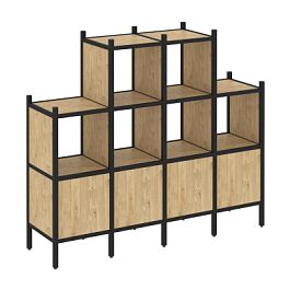 Loft Прямой стеллаж наборный VR.L-16 Тиквуд светлый/Чёрный металл 1694*446*1458 - Фото предпросмотра