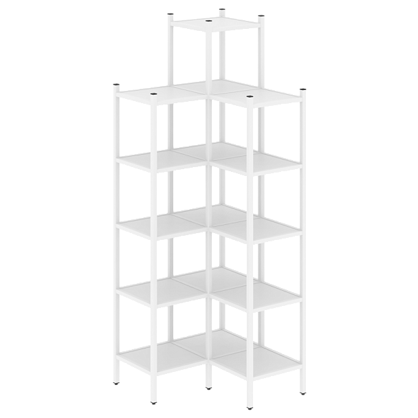 Loft Угловой внутренний стеллаж наборный VR.L-46 Белый бриллиант/Белый металл 862*862*2280 - Вид 1